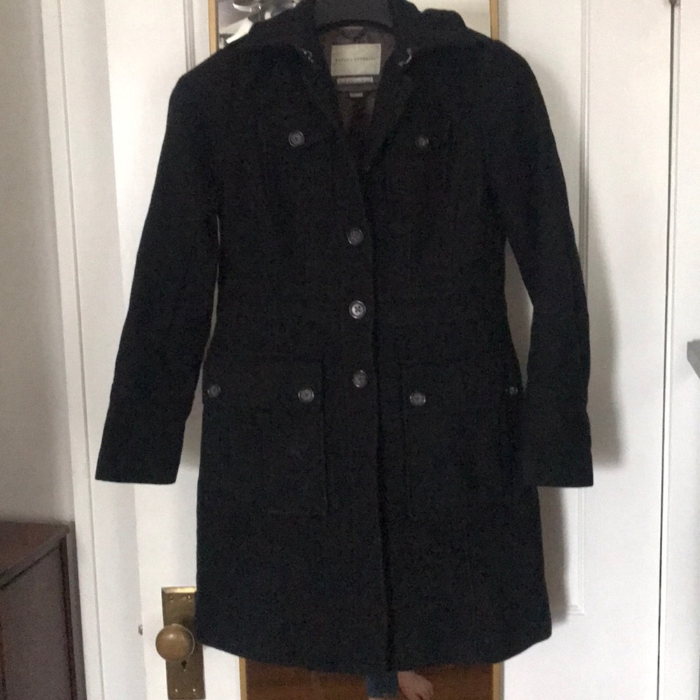 Black military style banana republic wool coat